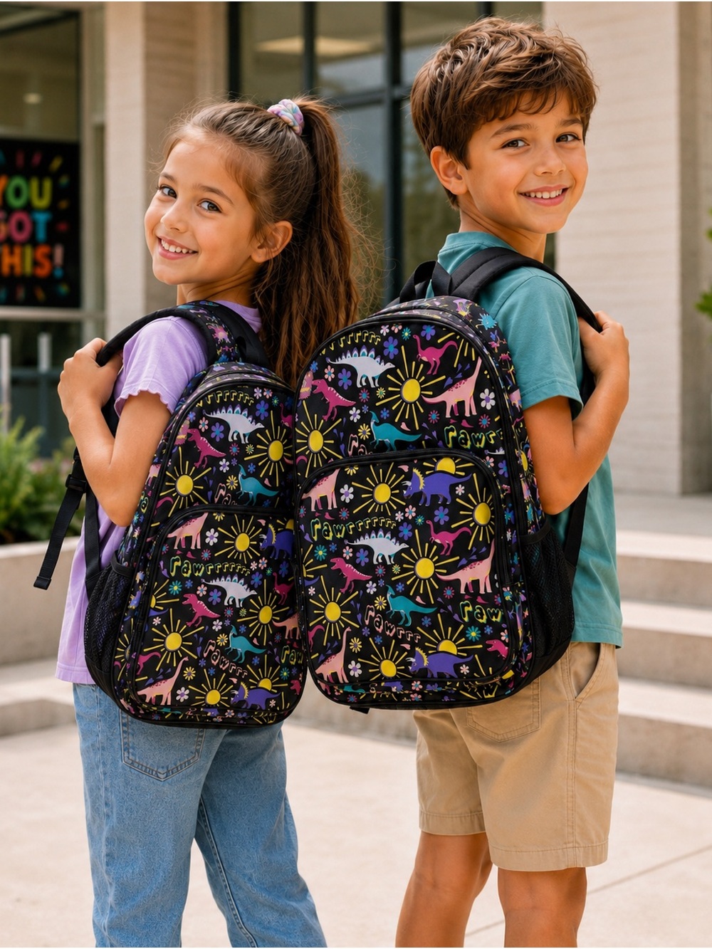 Wonder Nation 17” Dinosaur Backpack Floral Kids School Bag NWT